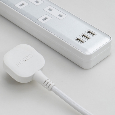 USB Charger Plastic UK Socket Plug Power Strip Surge Protector 13A