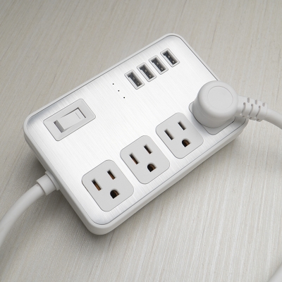 Power Strip Surge Protector with 4 AC Outlets and 4 USB Charging Ports Extension Lead for Home & Office