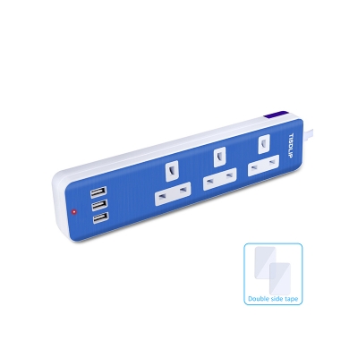 UK 3 Gang Power Strip UK Extension Socket with Long Power Cord