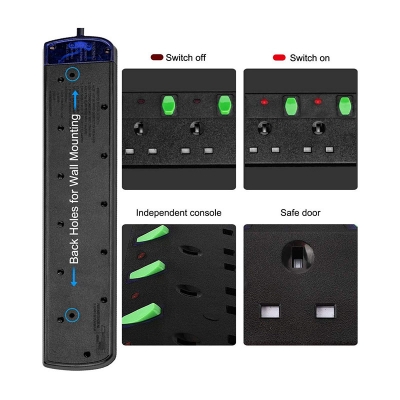 UK 4-Gang Power Strip with 4 Individual Switches For Home and Office