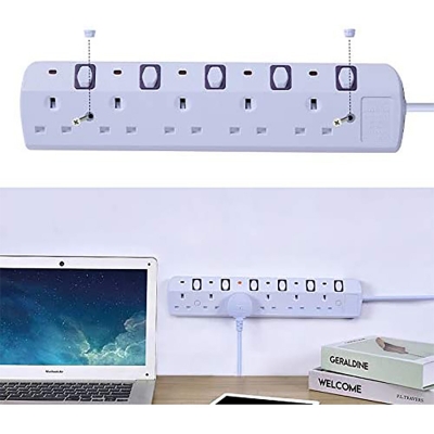 6-Outlet Power Strip - British BS1363A Outlets, Individually Switched