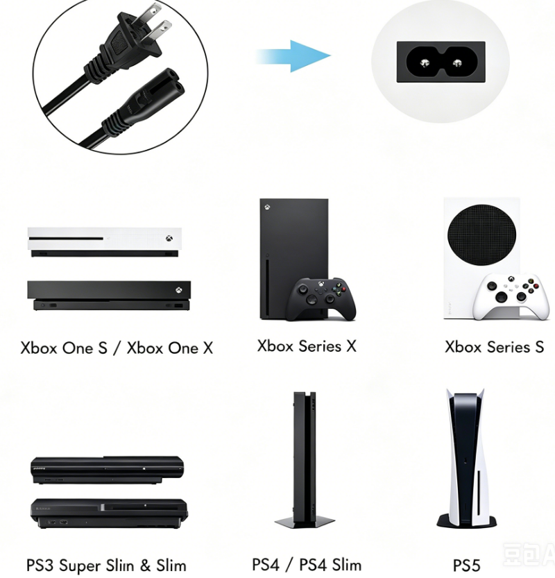 xbox one gaming console power cord.png