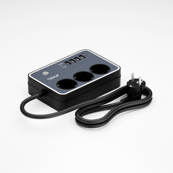 EU Schuko Power Strip with USB Ports Surge Protector Multi Socket Extension Cord with Overload Protection