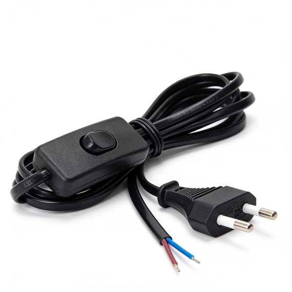 欧盟双插头电源线（带中途开关)1.8米 H03VVH2-F 2×0.75mm² —— 专供LED灯具制造商