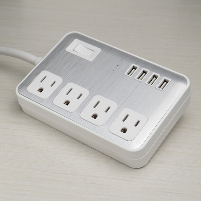 4 Sockets 4 USB Ports USA Outlet Power Strip with Power Cord