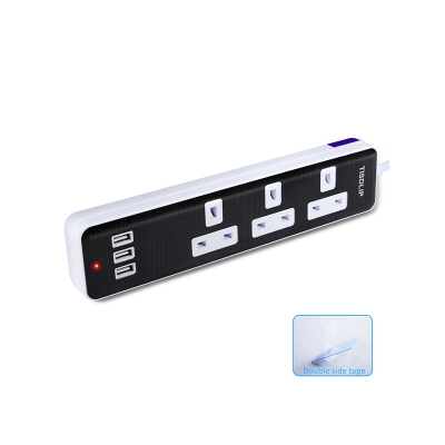 UK Standard 3 Outlet Extension Sockets Power Strip with 4 USB