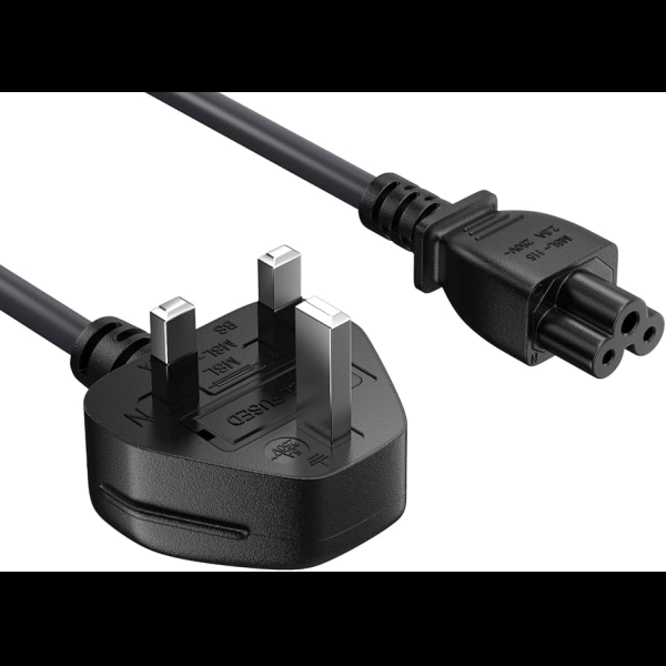 英国三脚插头转IEC C5电源线 6英尺 BS1363 10A 250V 三叶草笔记本电脑电源线