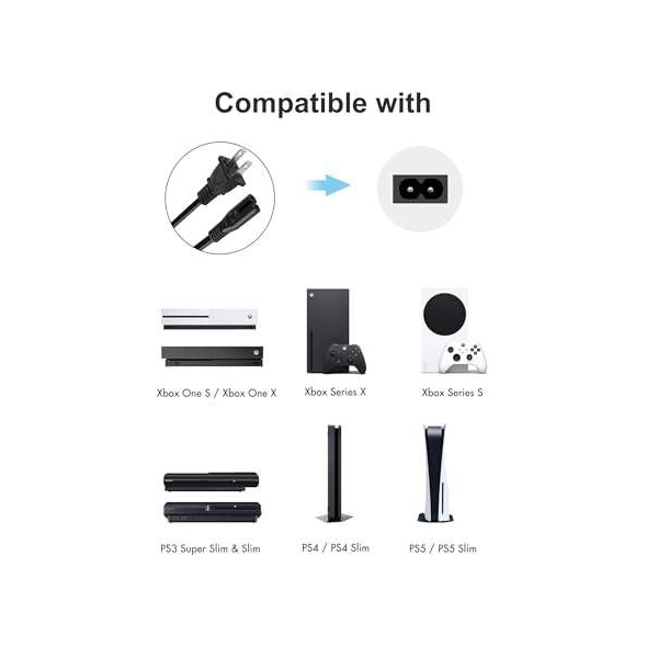 NEMA 1-15P 转 IEC C7 电源线 —— 美标双扁插头，7A 110V，“8”字型交流电源线