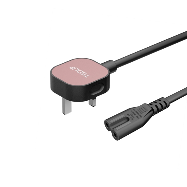 英国标准 BS 1363 三脚插头转 IEC C7 8 字形电源线，适用于电视和笔记本电脑。