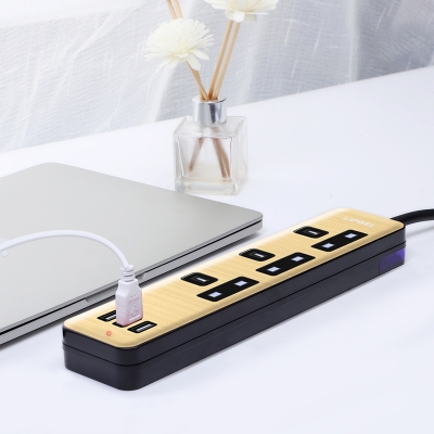 3 Outlets Power Strip Duarable Cable and USB Charging Ports