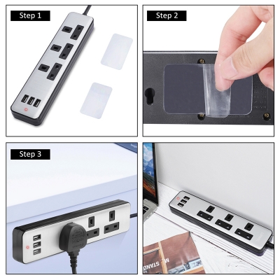 CE Approved 3 Outlet Power Board with 3 USB Power Strip for UK