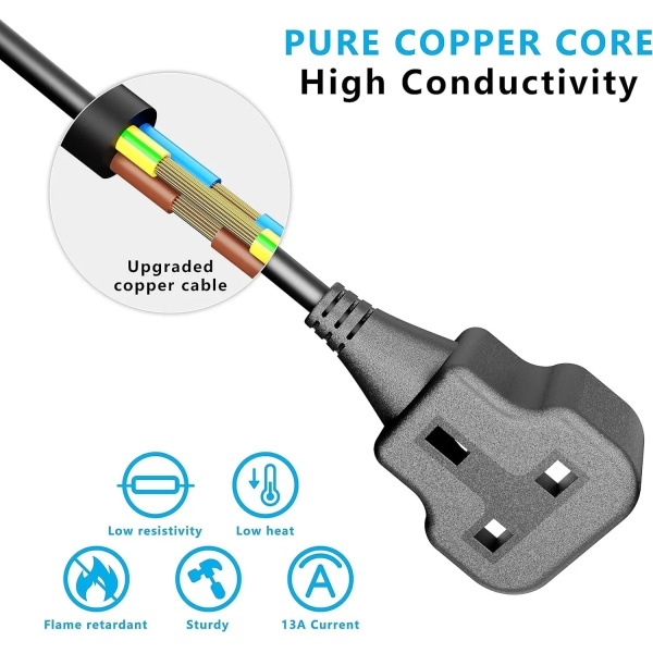 UK Extension Leads 13A BS1363 1 Gang Heavy Duty Extension Lead with Fused Plug Custom Lengths Available
