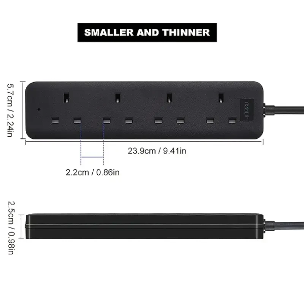 4 Gang UK Plug Extension Lead | BS Standard Desk Power Socket for Home & Office