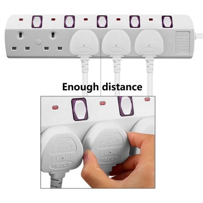 6 Way UK White 13Amp Power Strip with 3m Extension Lead